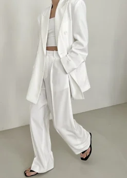 The Frankie Shop Nessi Double Breasted Blazer White Outlet