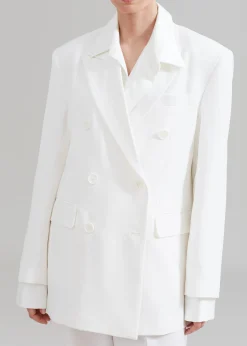 The Frankie Shop Nessi Double Breasted Blazer White Outlet