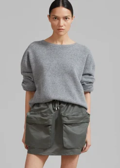 The Frankie Shop Neta Pocket Mini Skirt Olive