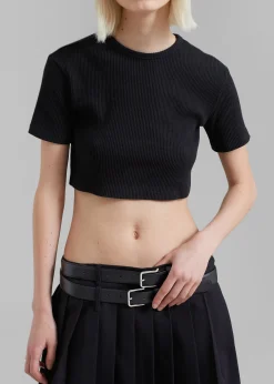 The Frankie Shop Nico Cropped Tee Black New