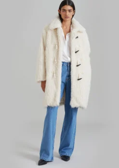 The Frankie Shop Noha Faux Fur Toggle Coat Cream Best