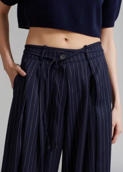 The Frankie Shop Noor Wide Pants Navy Pinstripe Hot