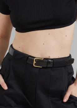 The Frankie Shop Norin Croc-Effect Belt Black Clearance