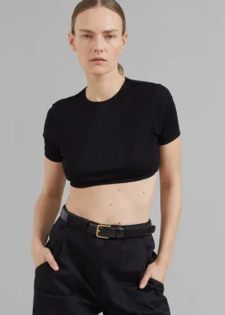 The Frankie Shop Norin Croc-Effect Belt Black Clearance