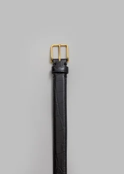 The Frankie Shop Norin Croc-Effect Belt Black Clearance