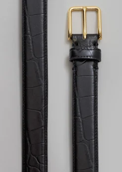 The Frankie Shop Norin Croc-Effect Belt Black Clearance