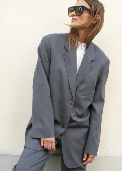 The Frankie Shop Notch Lapel Blazer Graphite