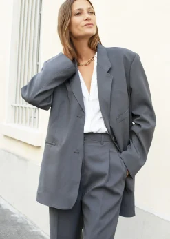 The Frankie Shop Notch Lapel Blazer Graphite