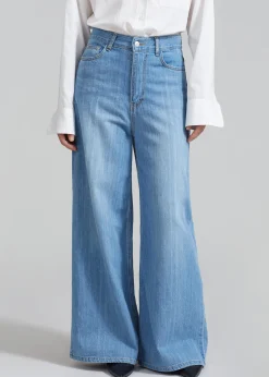 The Frankie Shop Odelle Wide Denim Pants Worn Wash Clearance
