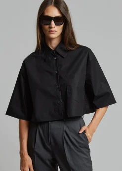 The Frankie Shop Odem Cropped Shirt Black Online