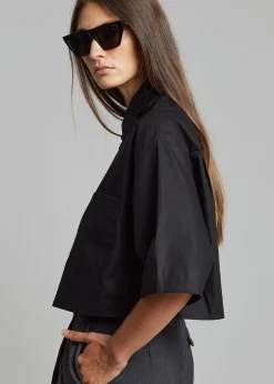 The Frankie Shop Odem Cropped Shirt Black Online