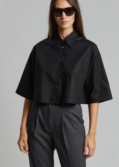 The Frankie Shop Odem Cropped Shirt Black Online