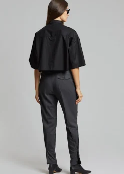 The Frankie Shop Odem Cropped Shirt Black Online
