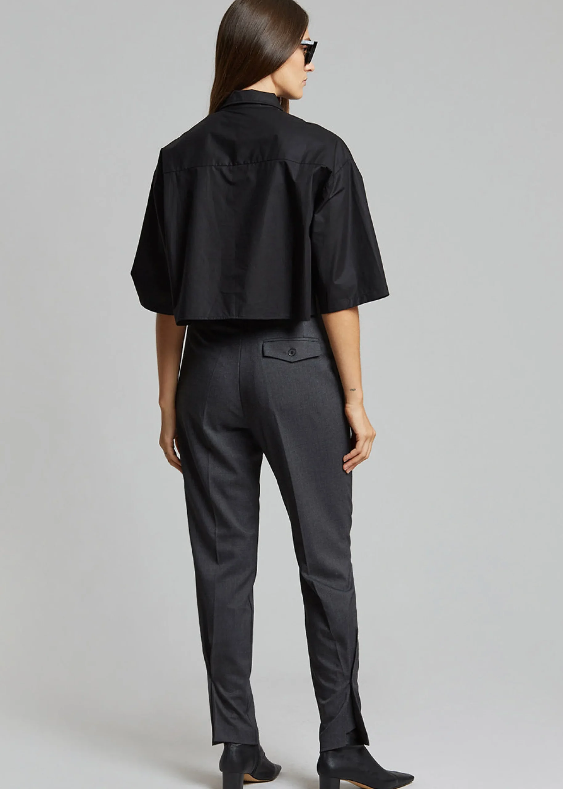 The Frankie Shop Odem Cropped Shirt Black Online
