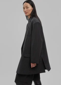 The Frankie Shop Omoka Blazer Black Pinstripe Clearance