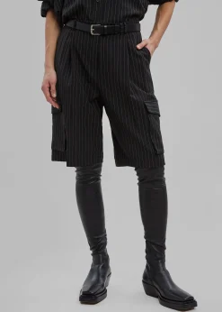 The Frankie Shop Omoka Cargo Trouser Shorts Black Pinstripe Online