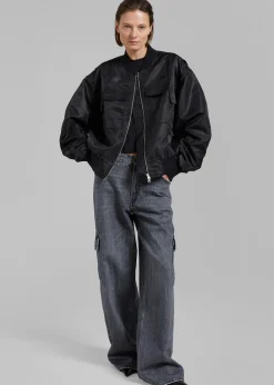The Frankie Shop Onyx Bomber Jacket Black Outlet