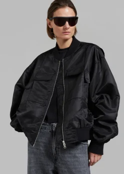 The Frankie Shop Onyx Bomber Jacket Black Outlet