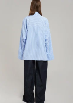 The Frankie Shop Orson Pocket Shirt Blue Stripe Hot