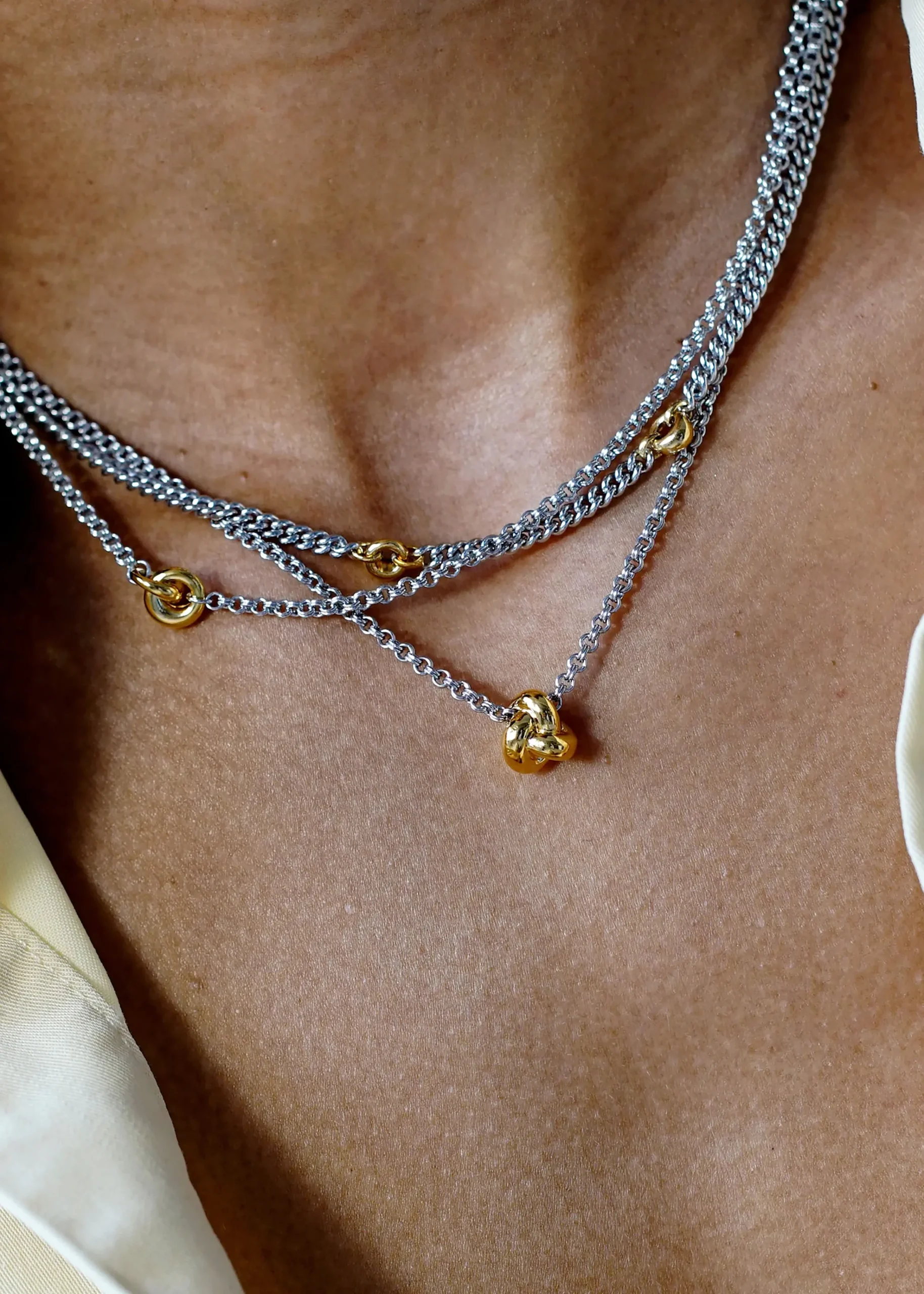 The Frankie Shop Otiumberg Mixed Metal Knot Necklace Gold Outlet