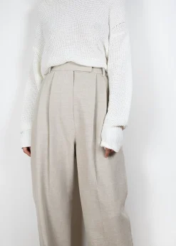 The Frankie Shop Pace Pleated Linen Blend Pants Sand