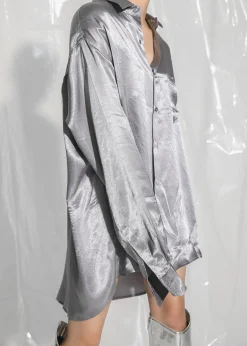 The Frankie Shop Paes Silky Shirt Grey Best