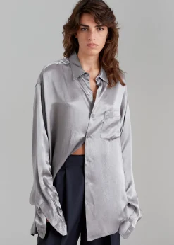 The Frankie Shop Paes Silky Shirt Grey Best