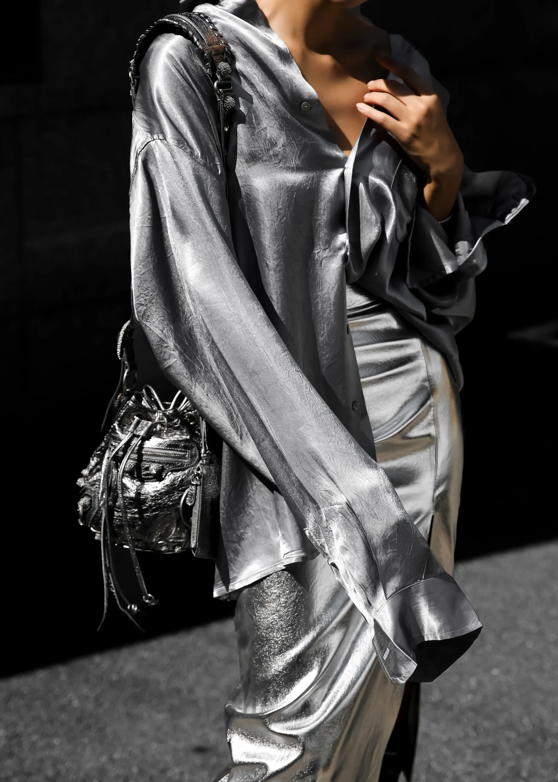 The Frankie Shop Paes Silky Shirt Grey Best