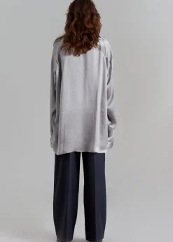 The Frankie Shop Paes Silky Shirt Grey Best
