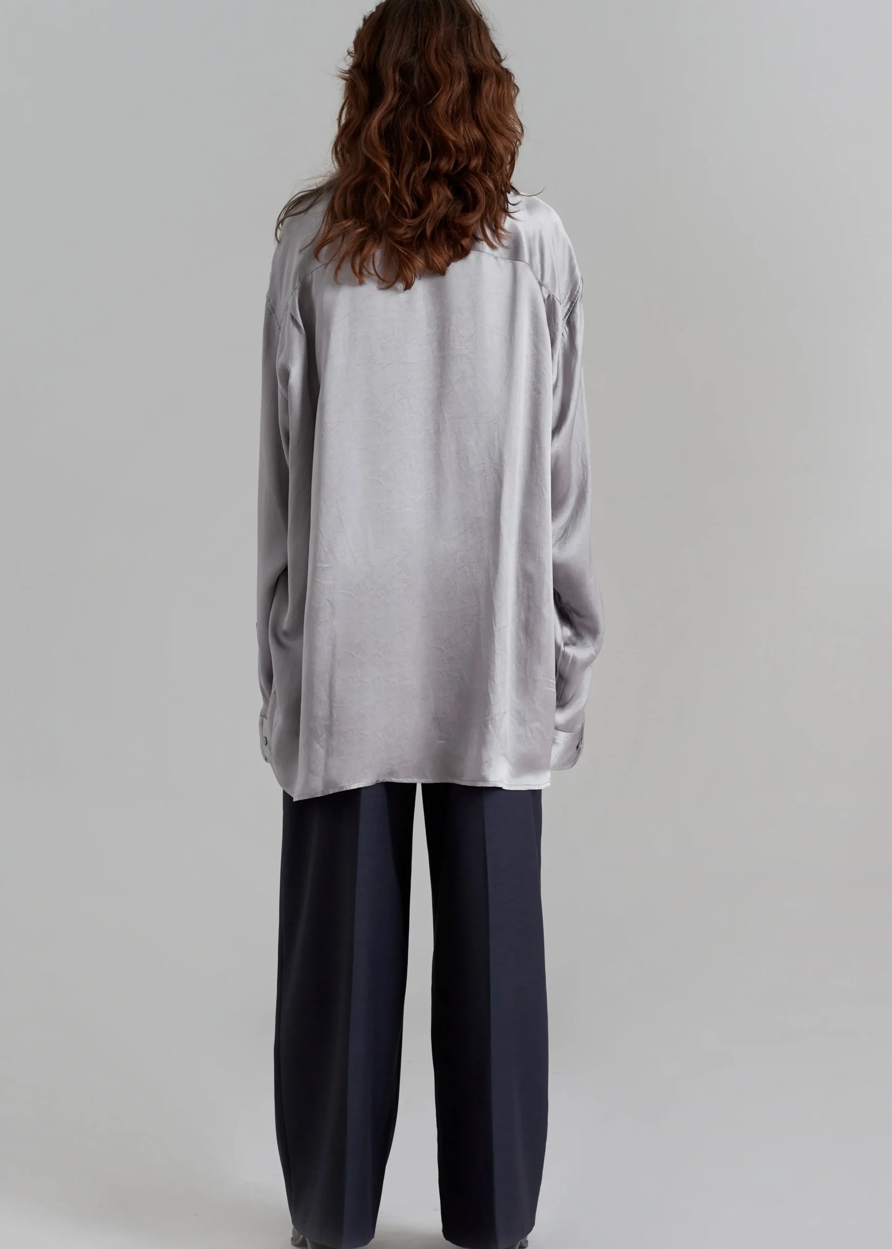 The Frankie Shop Paes Silky Shirt Grey Best