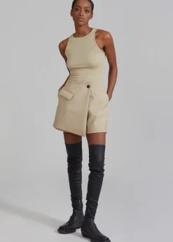 The Frankie Shop Paige Wrap Skort Beige Hot