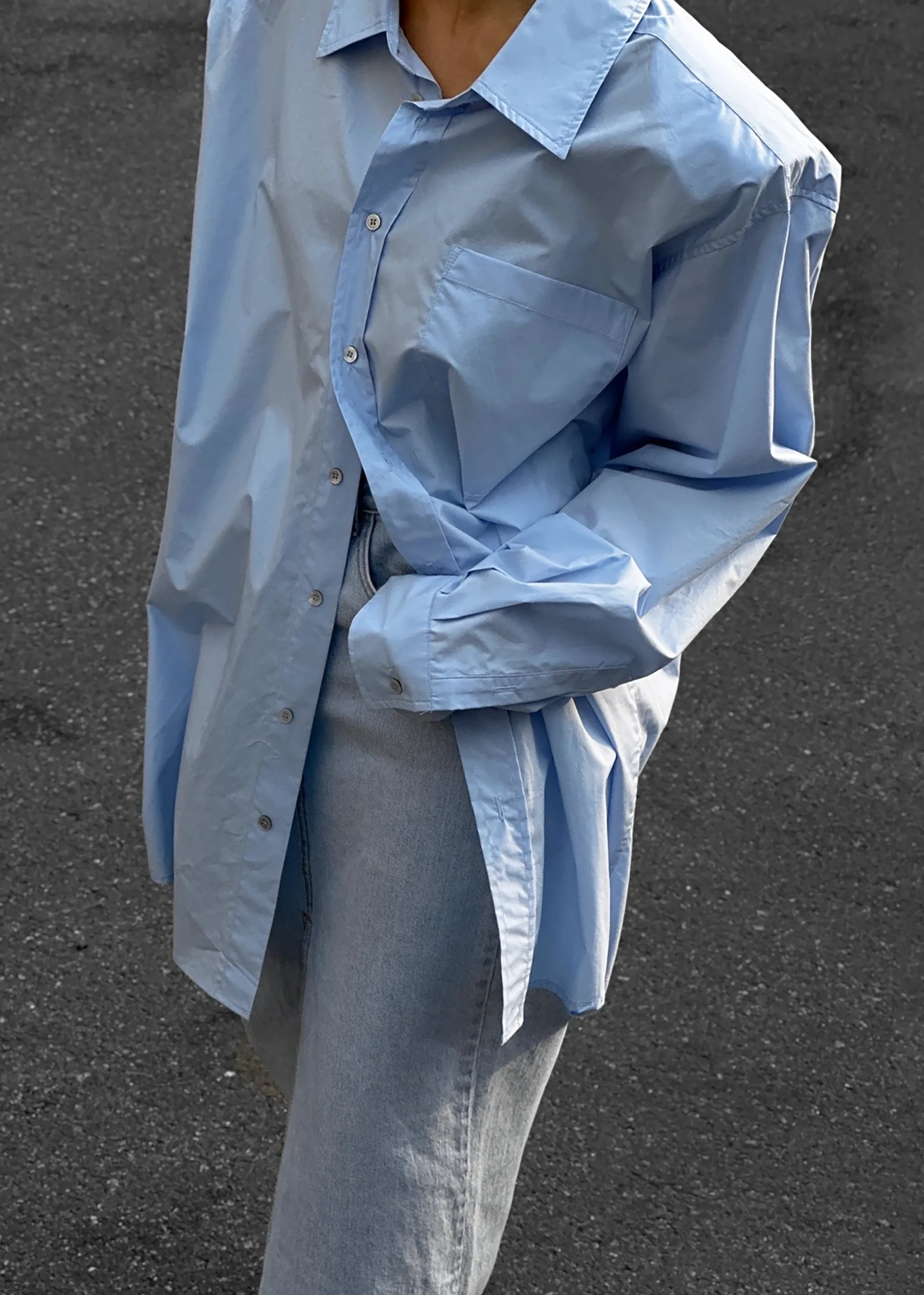 The Frankie Shop Panama Oversized Shirt Light Blue Online