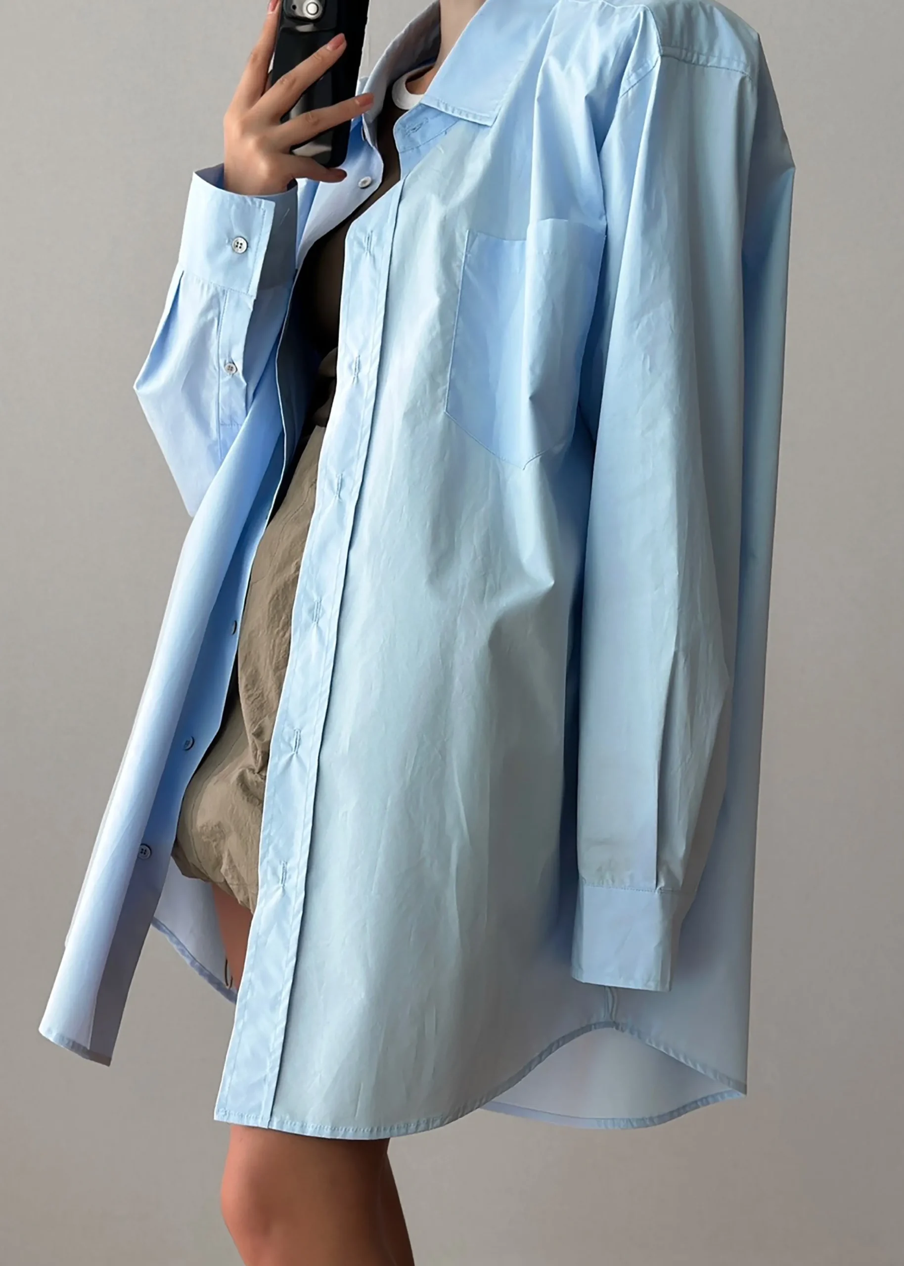 The Frankie Shop Panama Oversized Shirt Light Blue Online