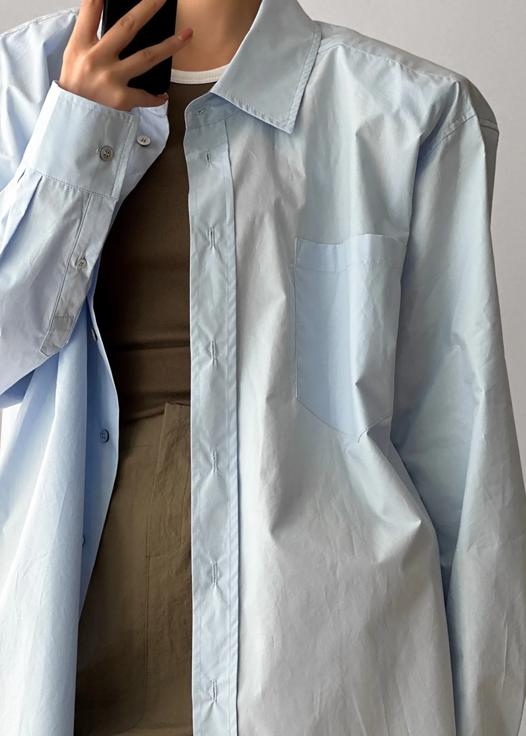 The Frankie Shop Panama Oversized Shirt Light Blue Online