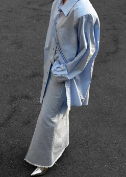 The Frankie Shop Panama Oversized Shirt Light Blue Online