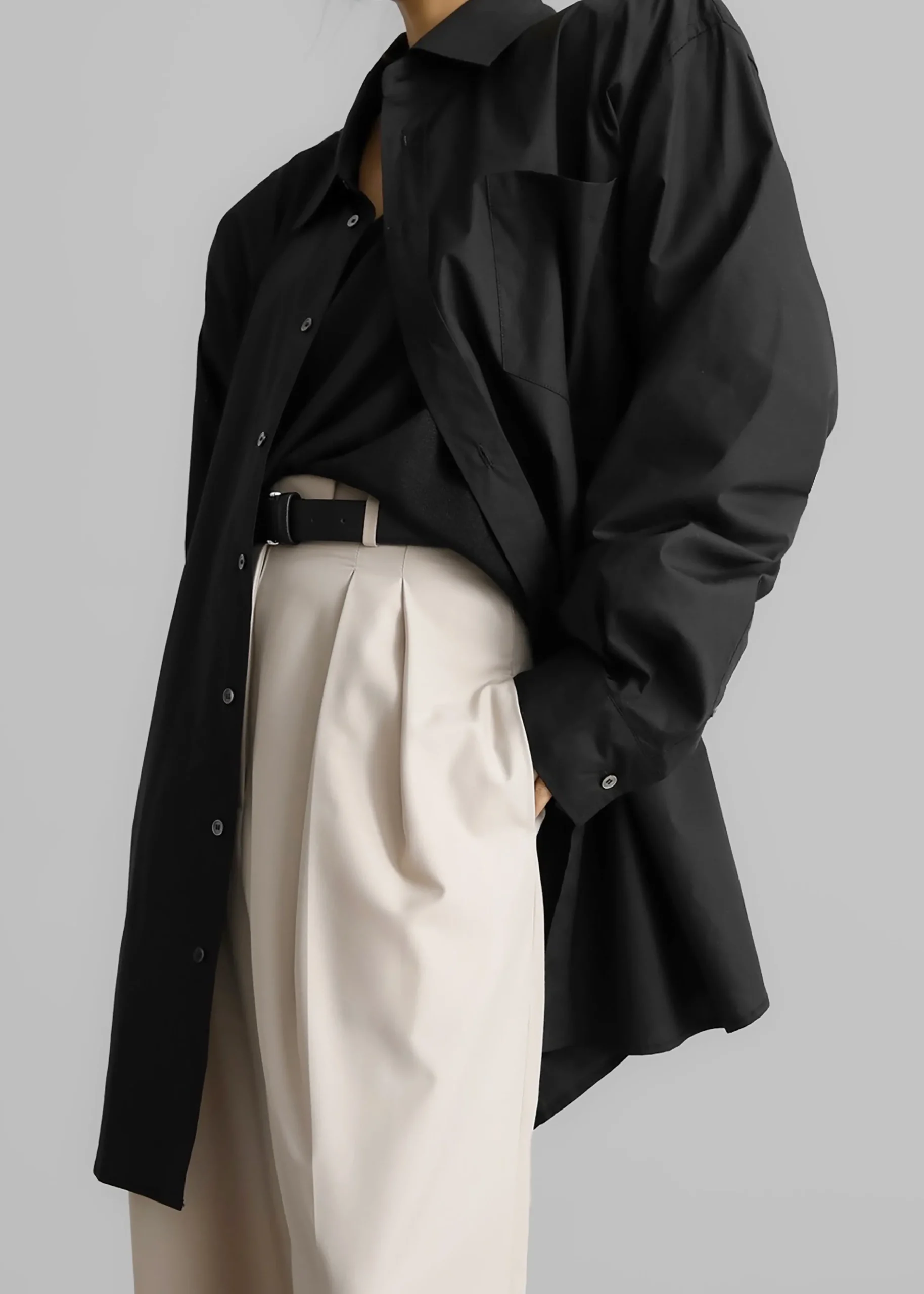 The Frankie Shop Panama Oversized Shirt Black Sale