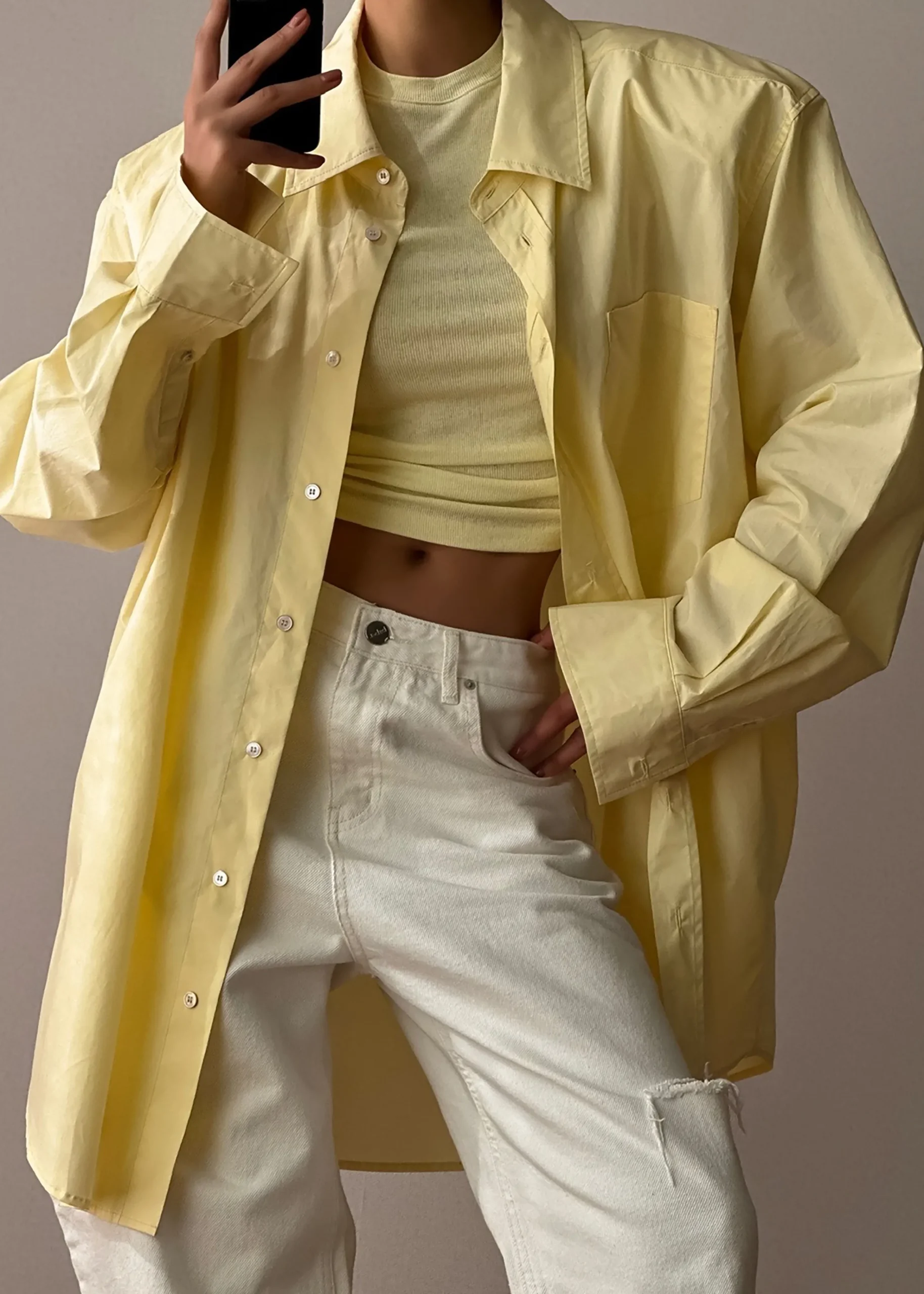 The Frankie Shop Panama Oversized Shirt Lemon Hot