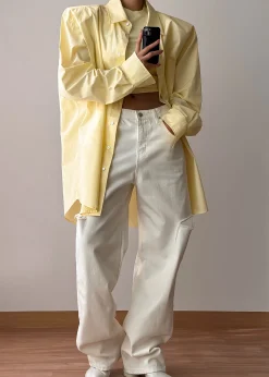 The Frankie Shop Panama Oversized Shirt Lemon Hot
