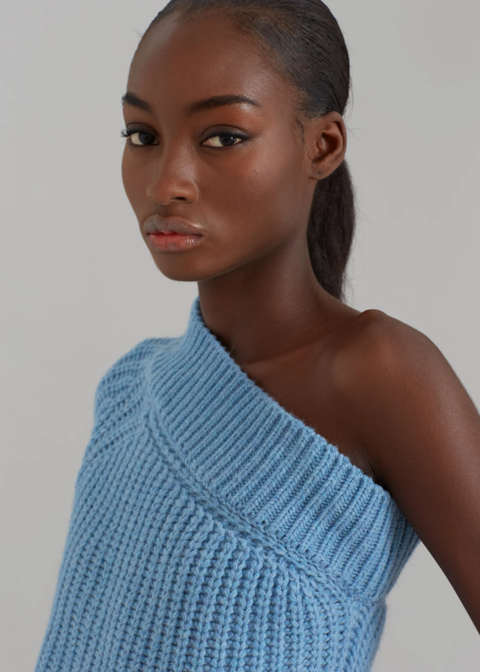 The Frankie Shop Pansy One Shoulder Knit Top Blue Best