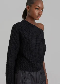 The Frankie Shop Pansy One Shoulder Knit Top Black Online