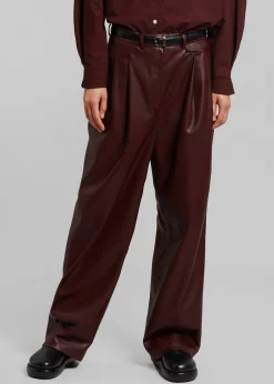 The Frankie Shop Pernille Faux Leather Pants Burgundy Discount