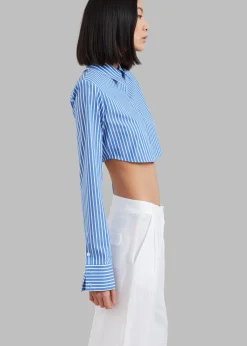 The Frankie Shop Phoenix Cropped Shirt Blue Stripe Sale