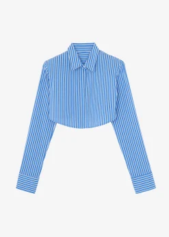 The Frankie Shop Phoenix Cropped Shirt Blue Stripe Sale