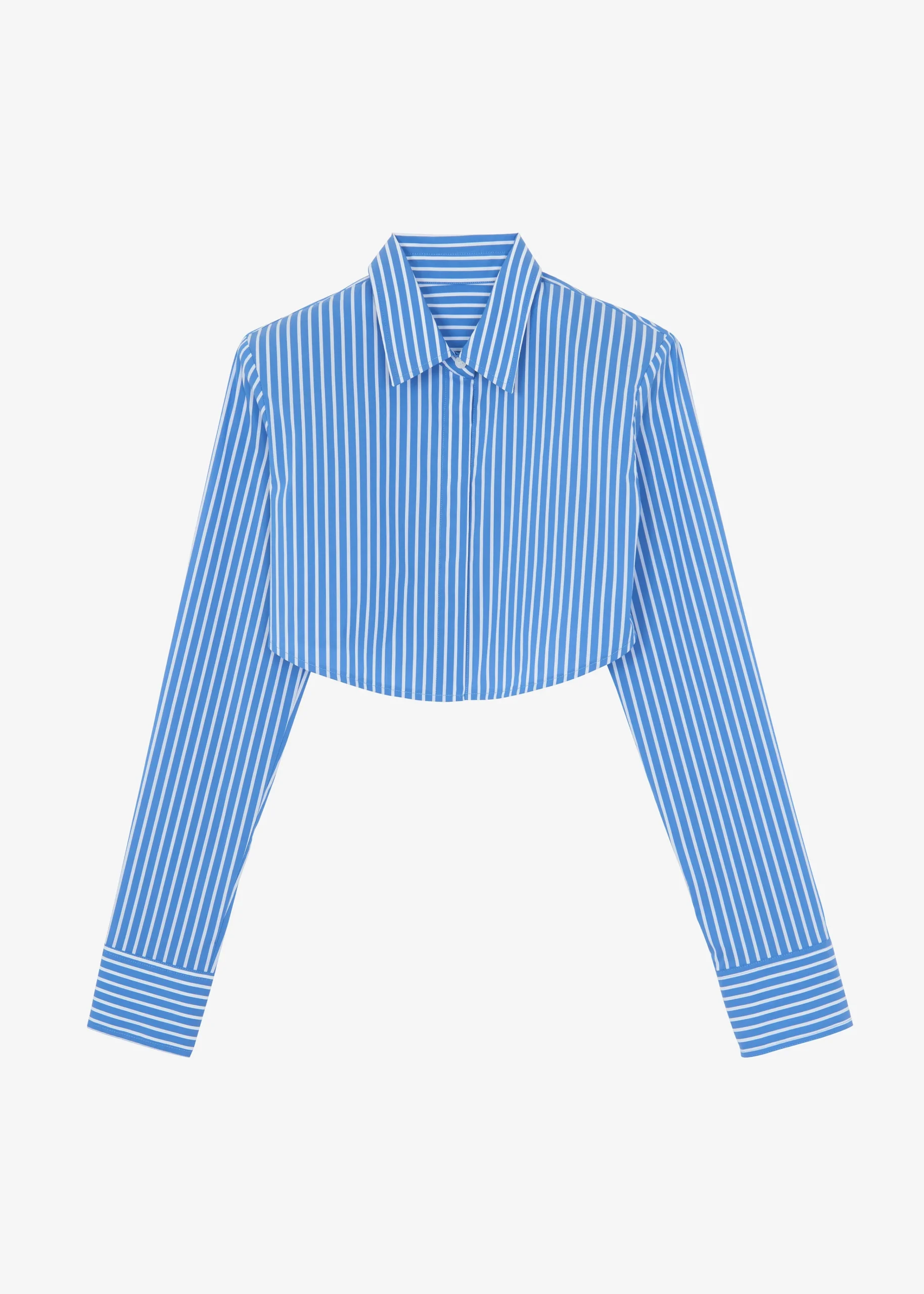 The Frankie Shop Phoenix Cropped Shirt Blue Stripe Sale