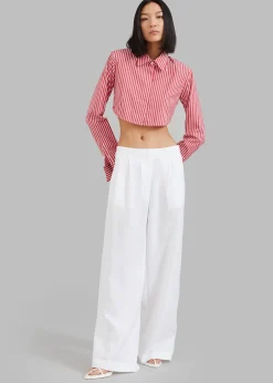The Frankie Shop Phoenix Cropped Shirt Red Stripe Best