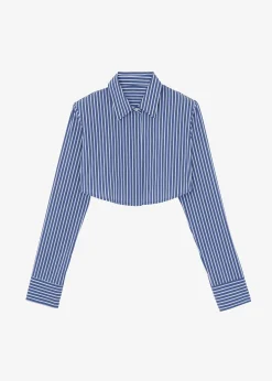 The Frankie Shop Phoenix Cropped Shirt Navy Stripe Sale