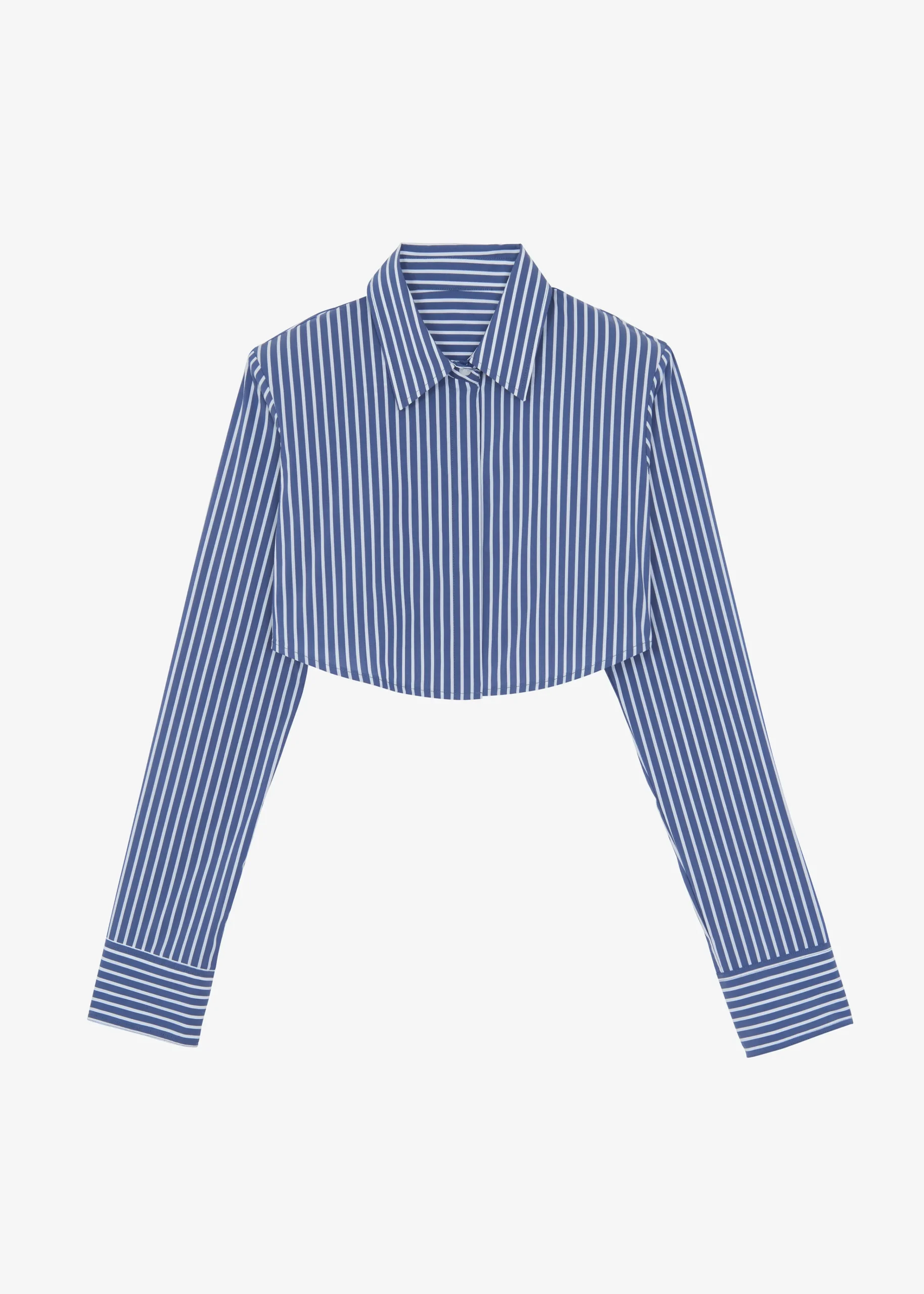 The Frankie Shop Phoenix Cropped Shirt Navy Stripe Sale