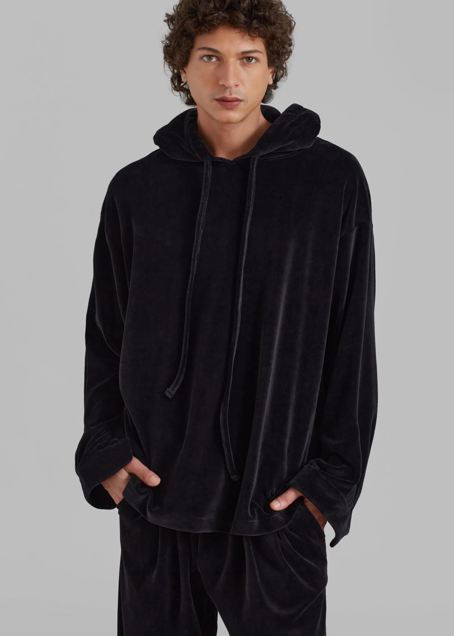 The Frankie Shop Pierre Velvet Hoodie Black Best
