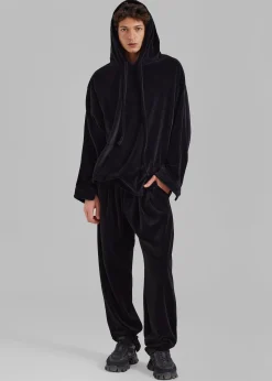 The Frankie Shop Pierre Velvet Hoodie Black Best