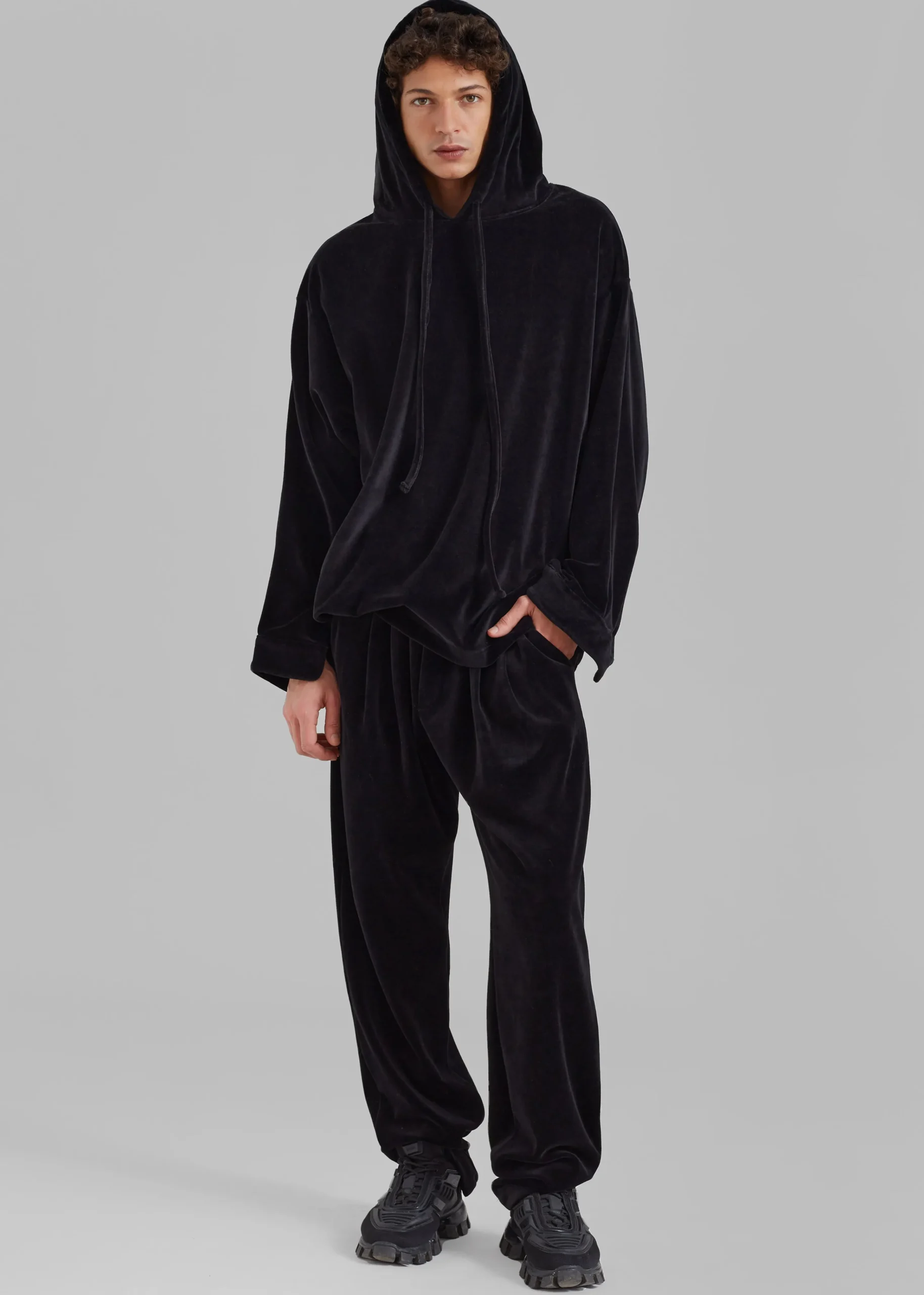 The Frankie Shop Pierre Velvet Hoodie Black Best